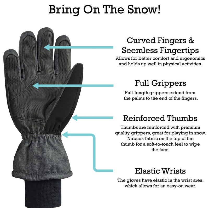 N'Ice Caps Kids Waterproof Winter Thinsulate Warm Gloves (Black/Grey Digital Camo, 9-10 Years) - Image 4